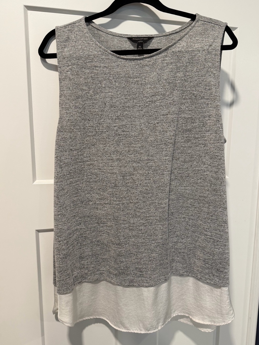 Banana Republic Gray Tank with White Layered Hem